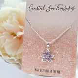 Sterling Silver Purple Plumeria Flower Pendant