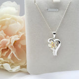 Sterling Silver Yellow Plumeria Heart Necklace