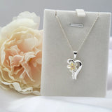 Sterling Silver Yellow Plumeria Heart Necklace