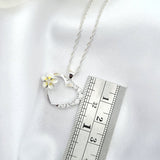 925 Sterling Silver Yellow Plumeria Heart Necklace