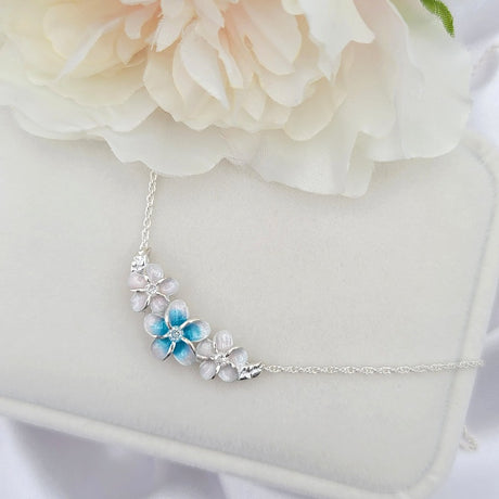 Sterling Silver Plumeria CZ Necklace