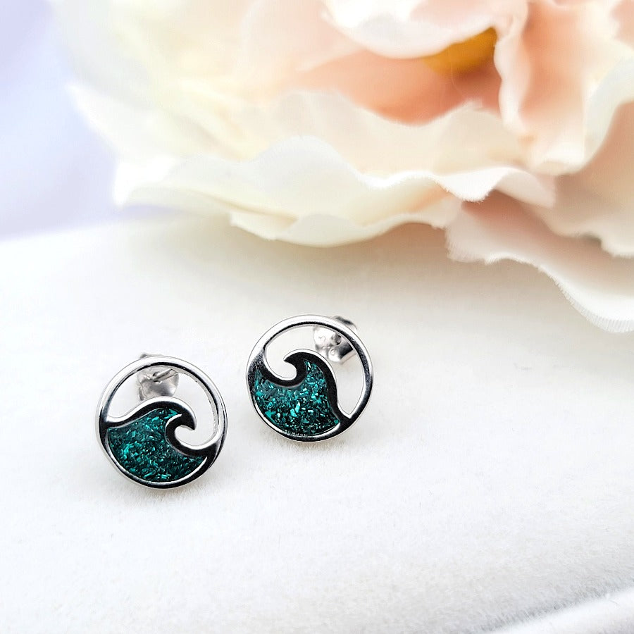 925 sterling silver wave post earrings