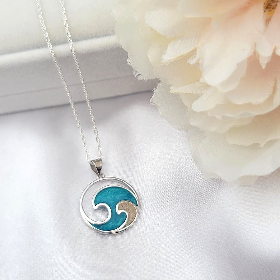 925 sterling silver ocean wave necklace