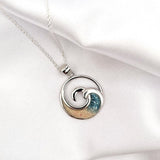 Ocean Wave Necklace Pendant 925 Sterling Silver Beach Jewelry