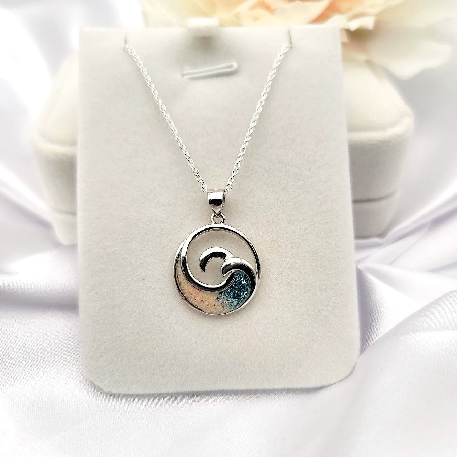 Ocean Wave Necklace Pendant 925 Sterling Silver Beach Jewelry