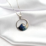 925 sterling silver two tone ocean wave necklace