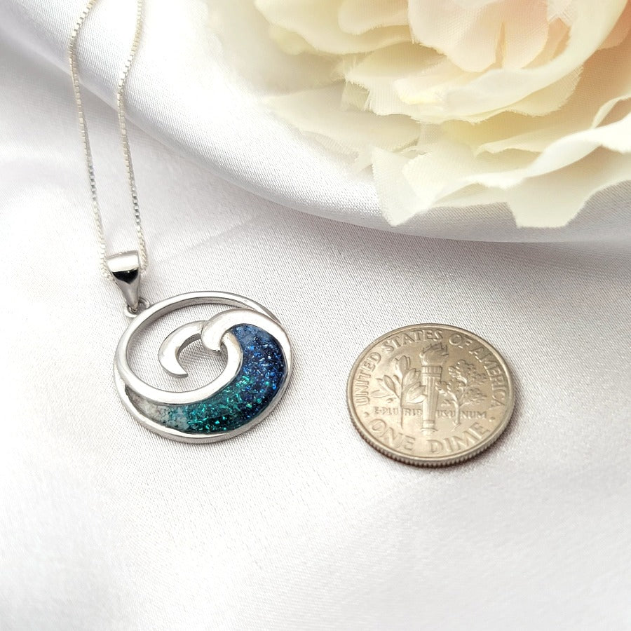 925 sterling silver ocean wave necklace