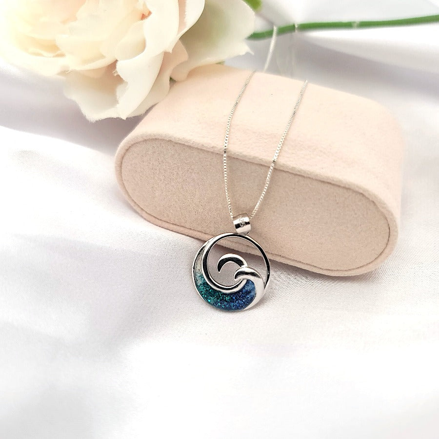 925 sterling silver ocean wave necklace