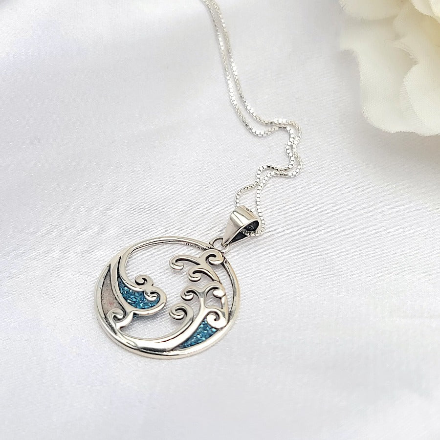 925 sterling silver ocean wave necklace