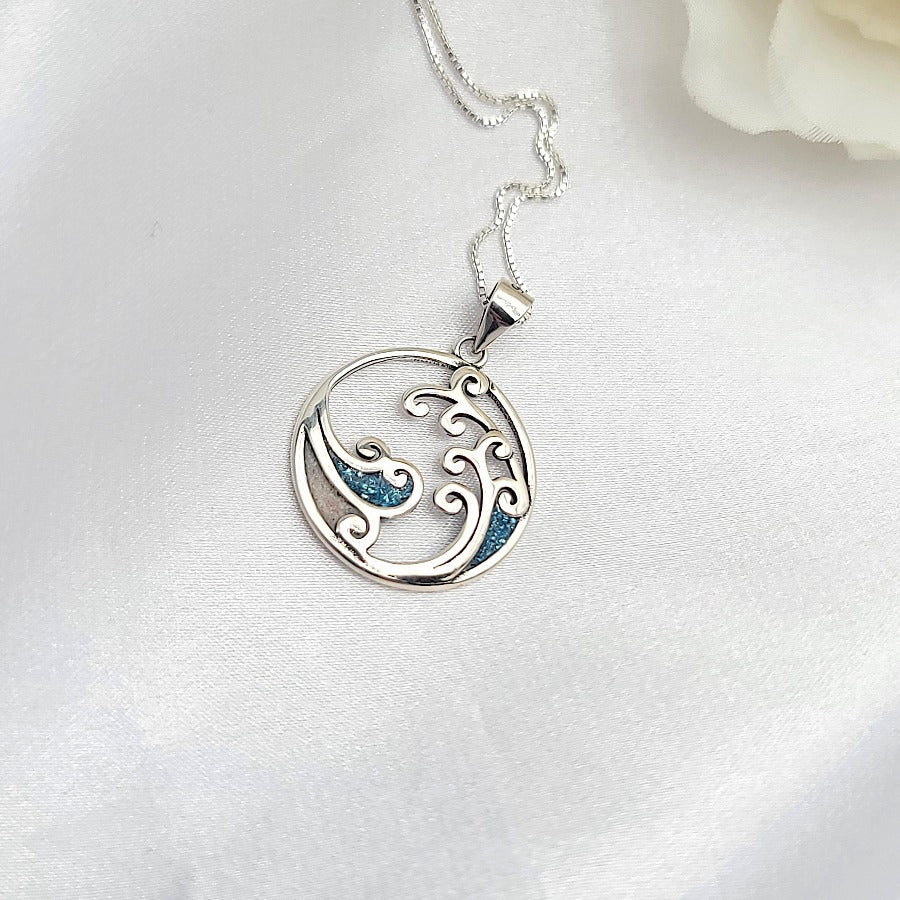 925 sterling silver ocean wave necklace