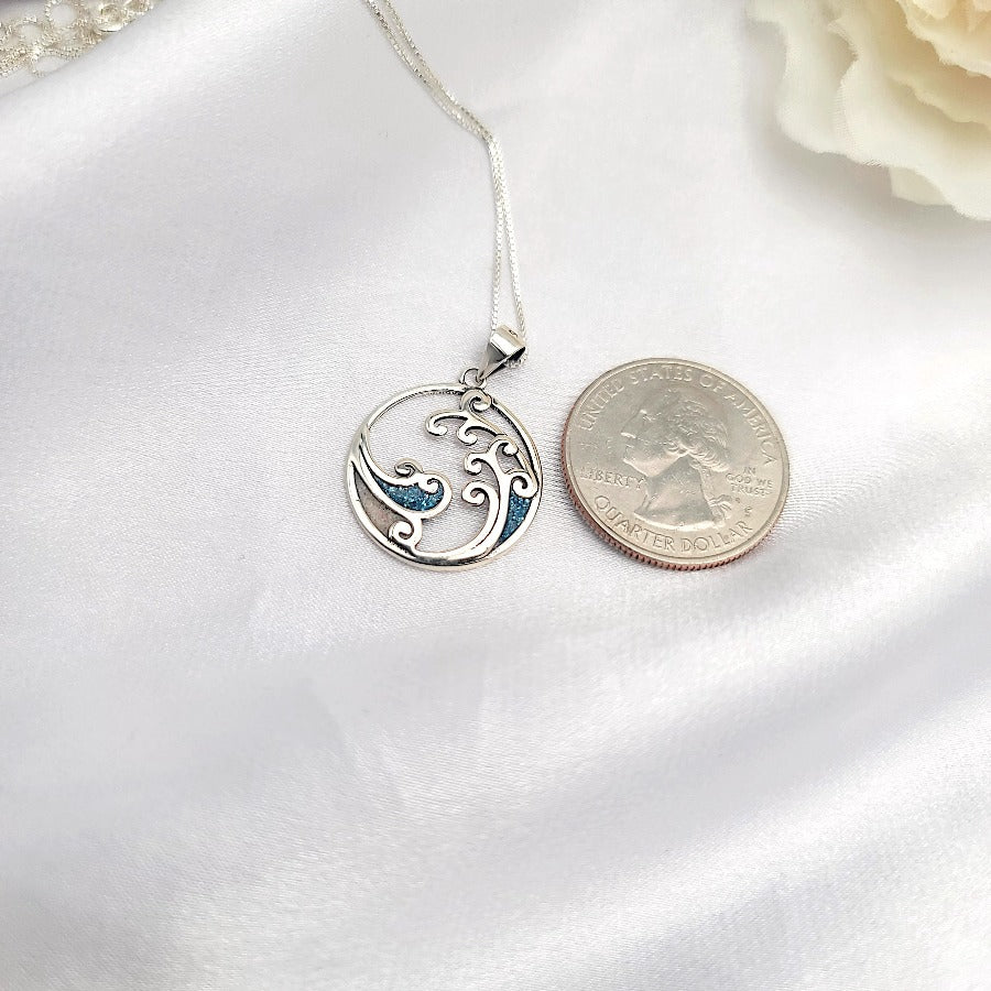 925 sterling silver ocean wave necklace