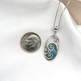 925 sterling silver blue ocean wave necklace