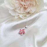 Sterling Silver Pink Plumeria Flower Pendant