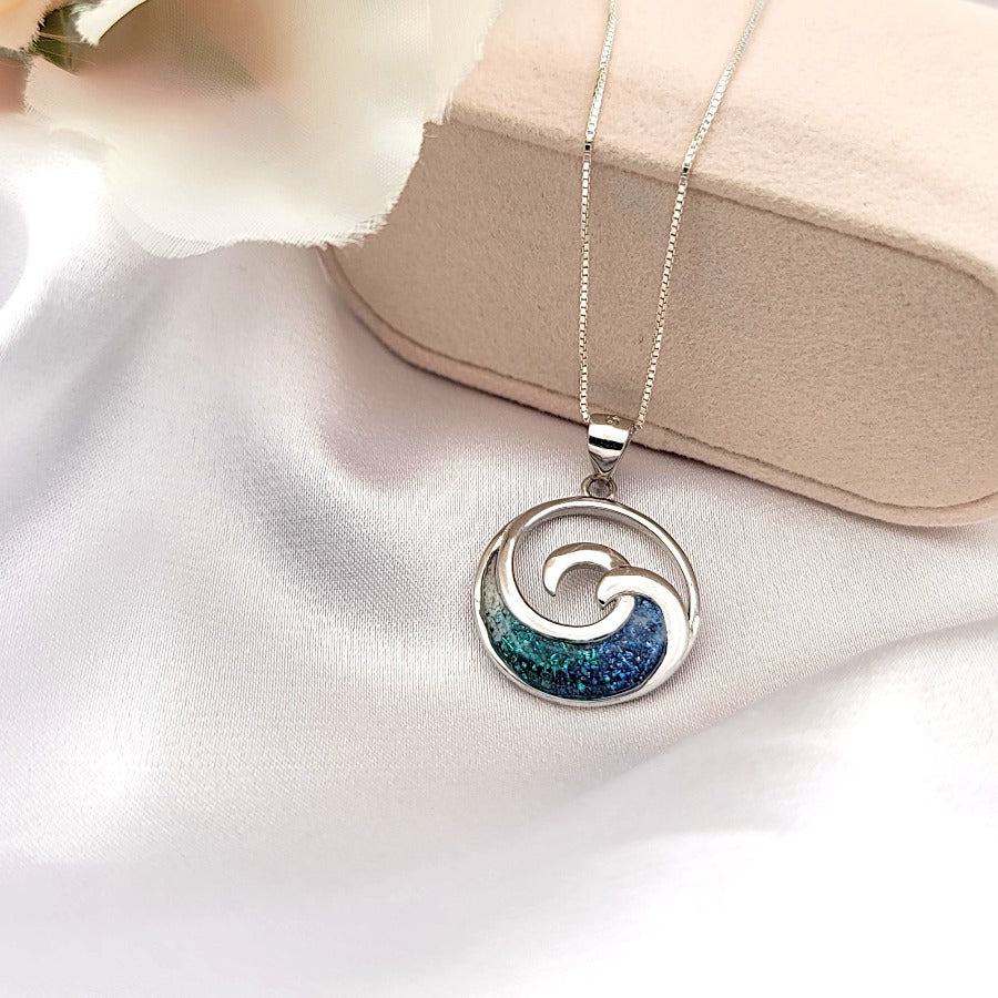 925 sterling silver ocean wave necklace